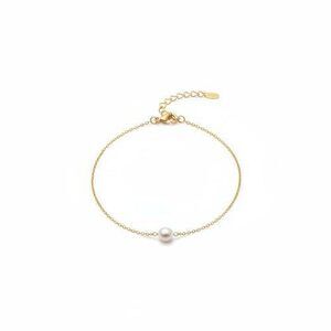 9840 18K Gold Plated Tiny Pearl Bracelets Simple Gold Single Pearl Chain